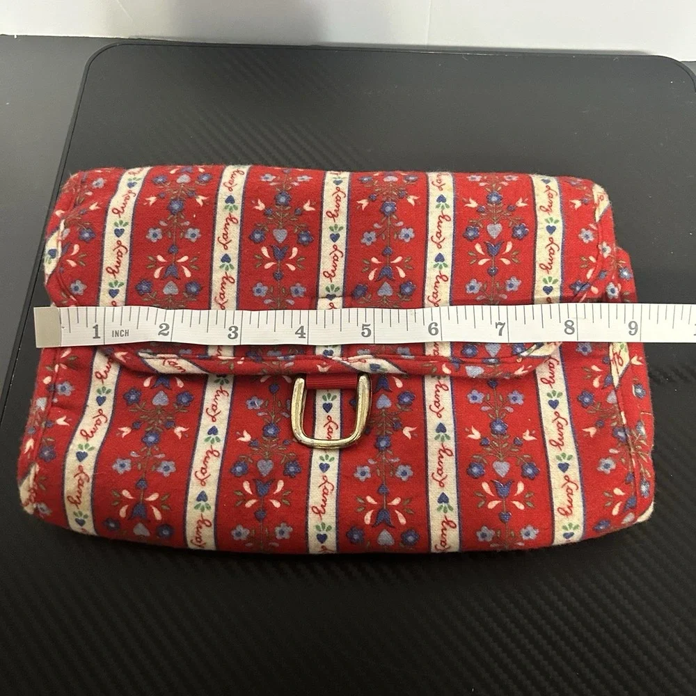 Vintage Lanz Cosmetic Toiletries Travel Bag Kit Floral Stripe Print
